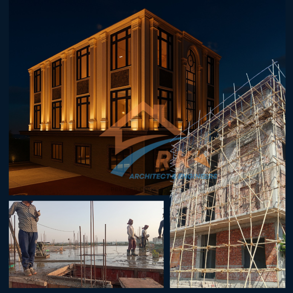 Hotel construction in Jaipur at Bad Ke Balaji Ajmer Road by RK Architect & Engineers commercial project structure under development
