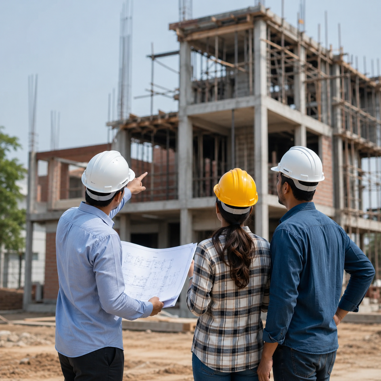 Construction Company Jaipur professionals inspecting a residential home construction project in Jaipur, Rajasthan